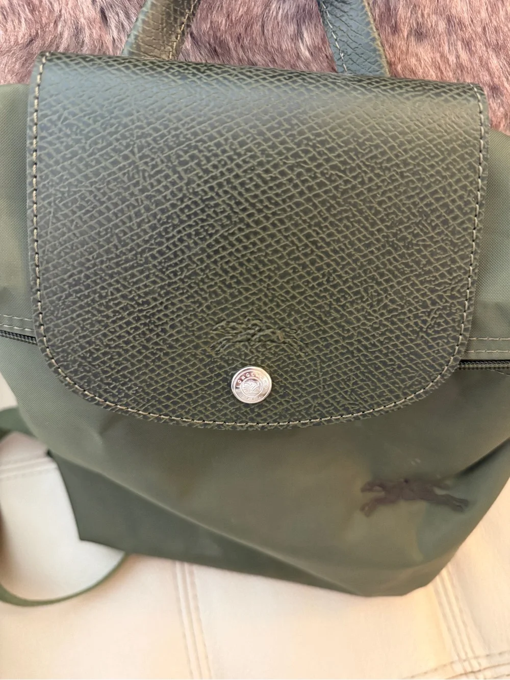 Longchamp Le Pliage Backpack olive green limited edition